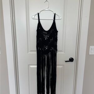 Black Fringe Crochet Tank